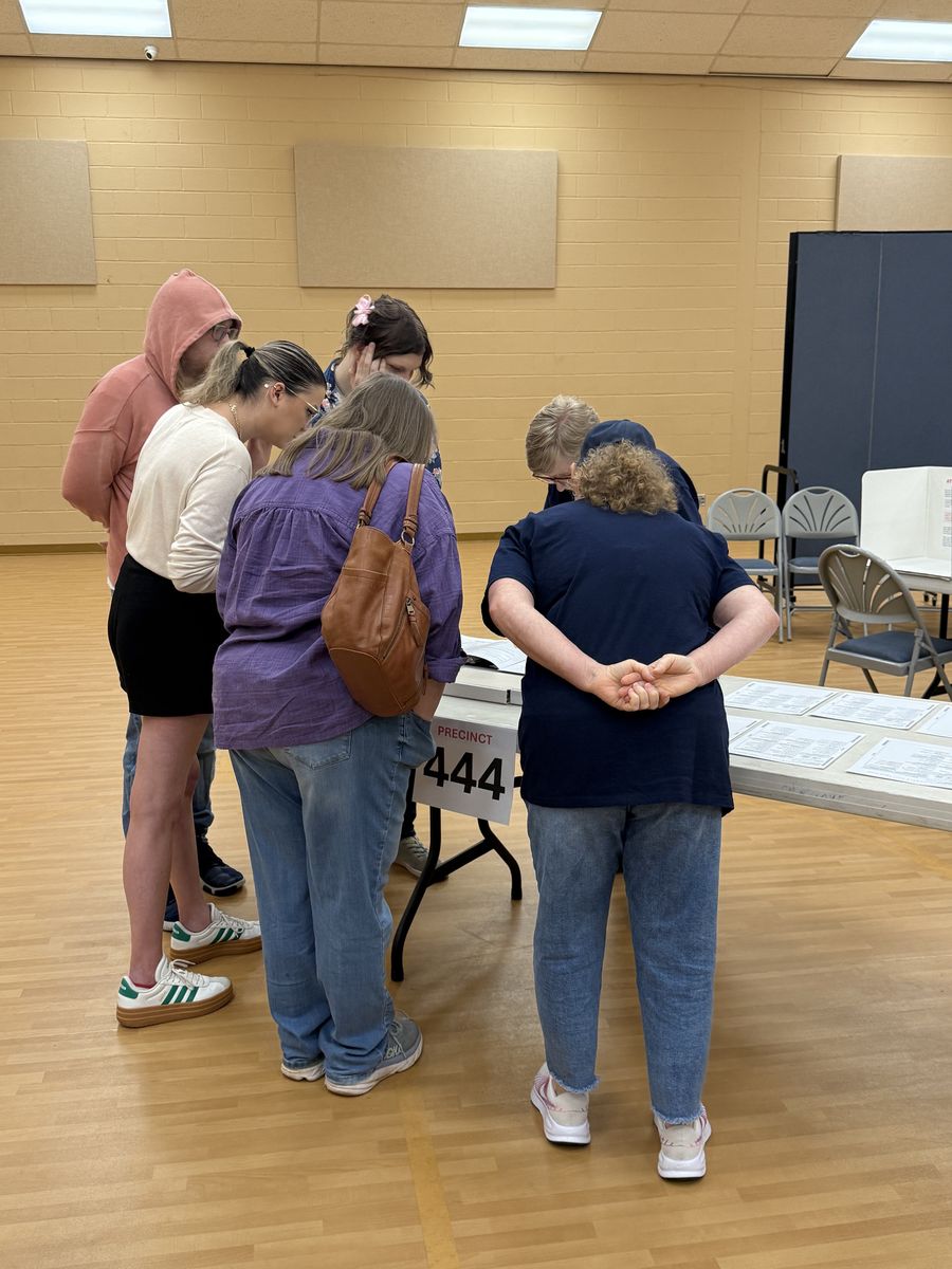 Oklahomans walking through mock voting at Vote Ready Oklahoma